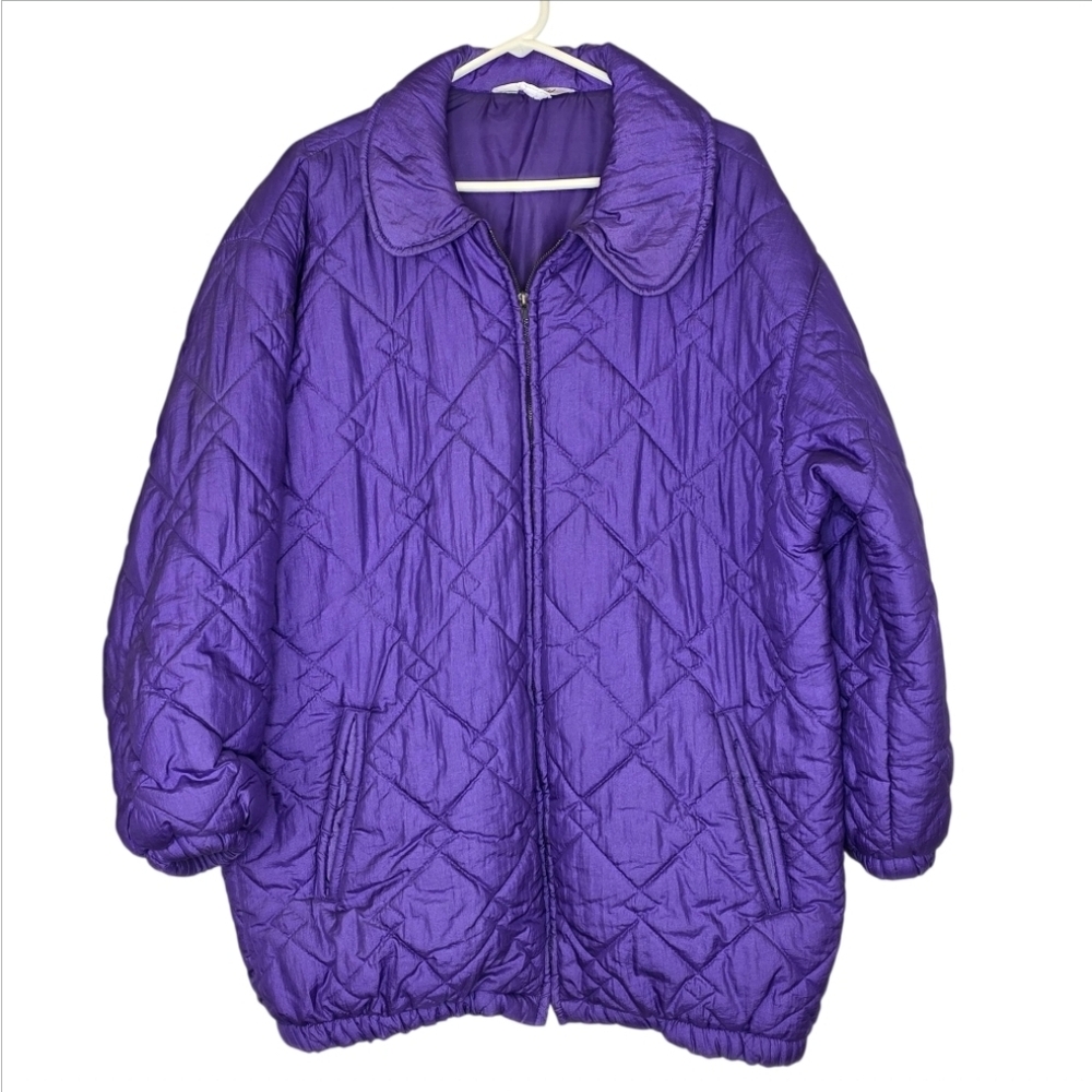 Vintage Haband! Purple Quilted Puffer Coat Size Large
